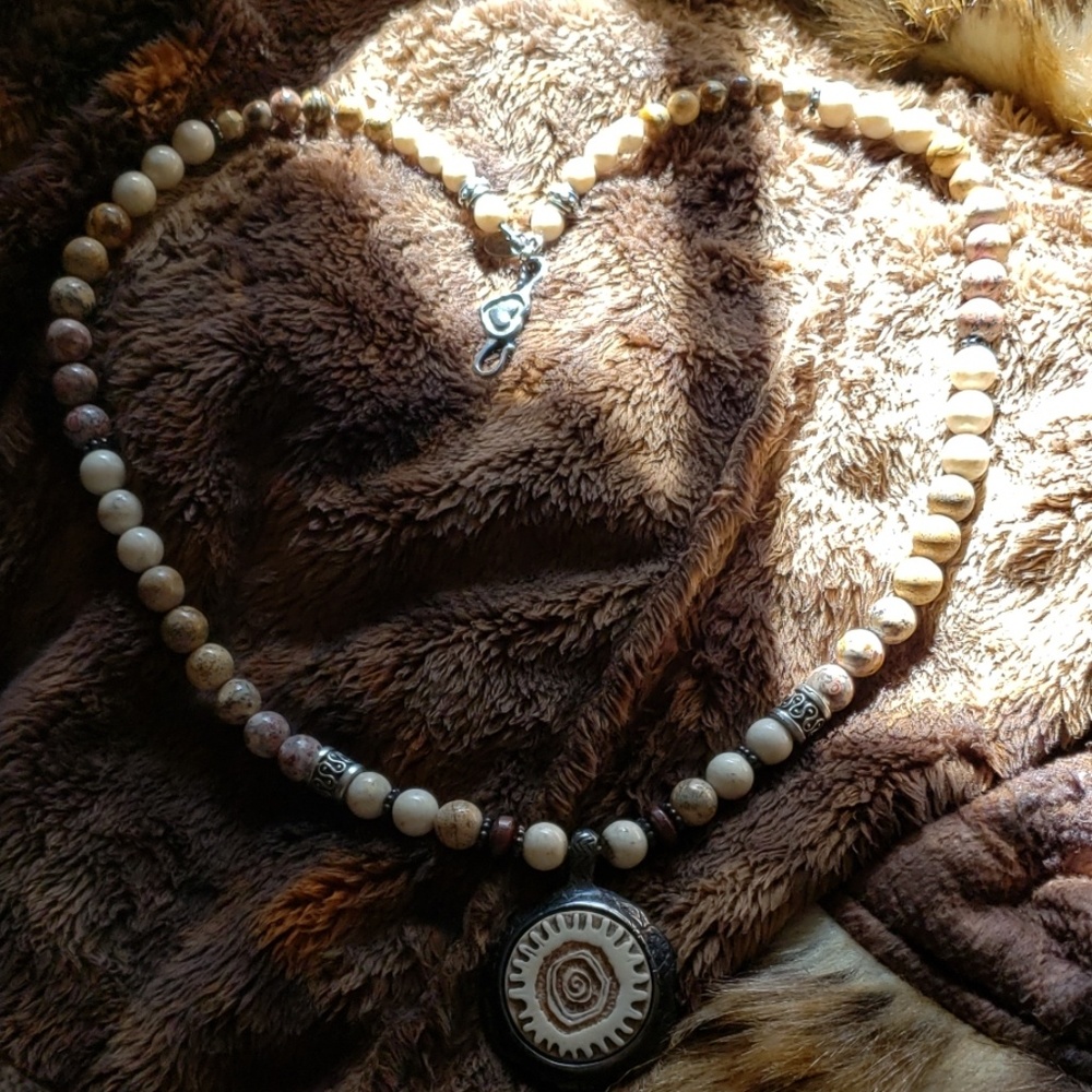 **SOLD**Robert ShieldsTribal and Jasper Necklace - Picture 7 of 9